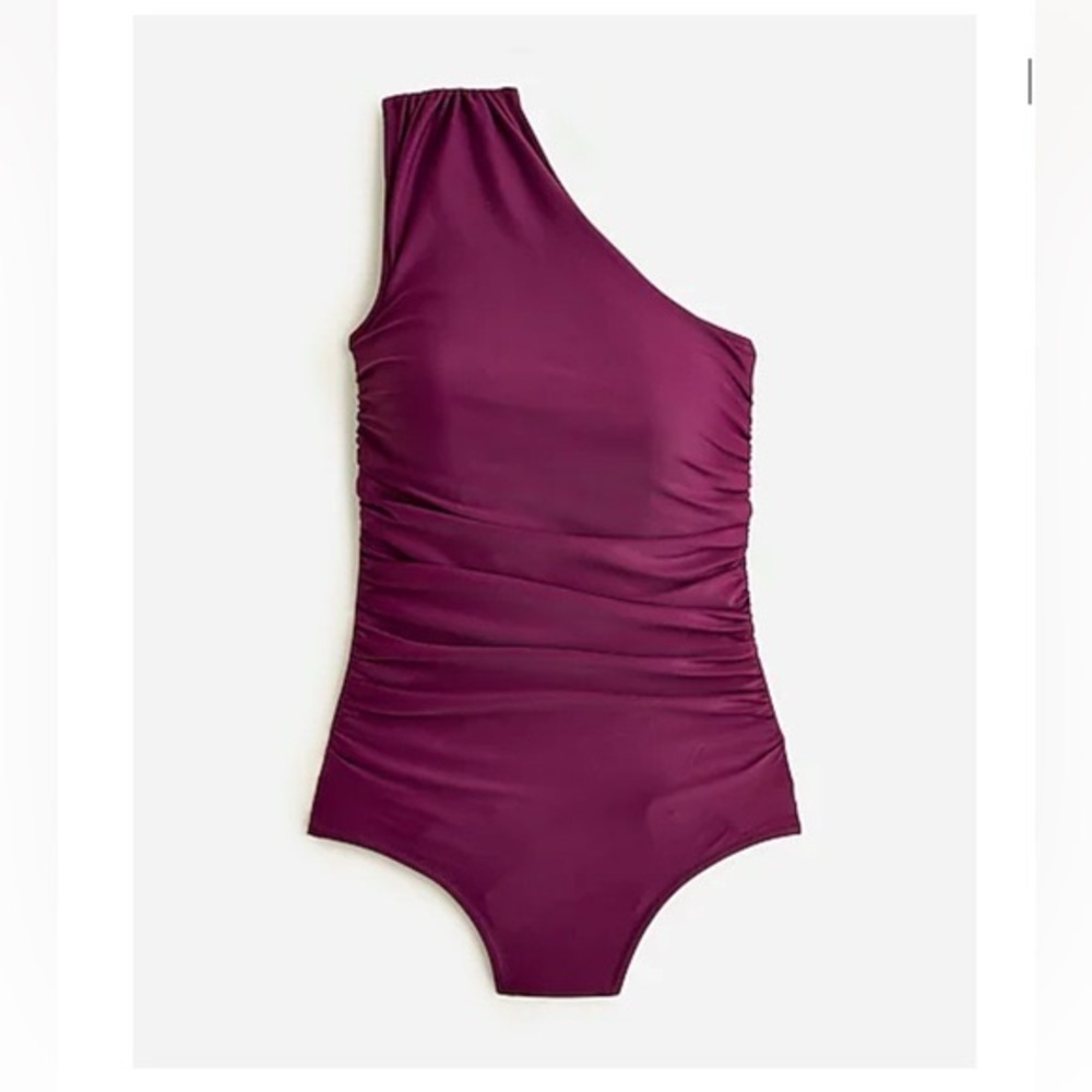 J Crew Ruched One Shoulder One Piece Swimsuit - Size 2 - Iris - Picture 3 of 7